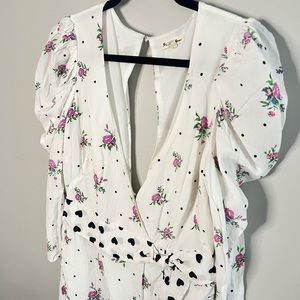 For Love & Lemons Polka Dot & Floral Mini Dress